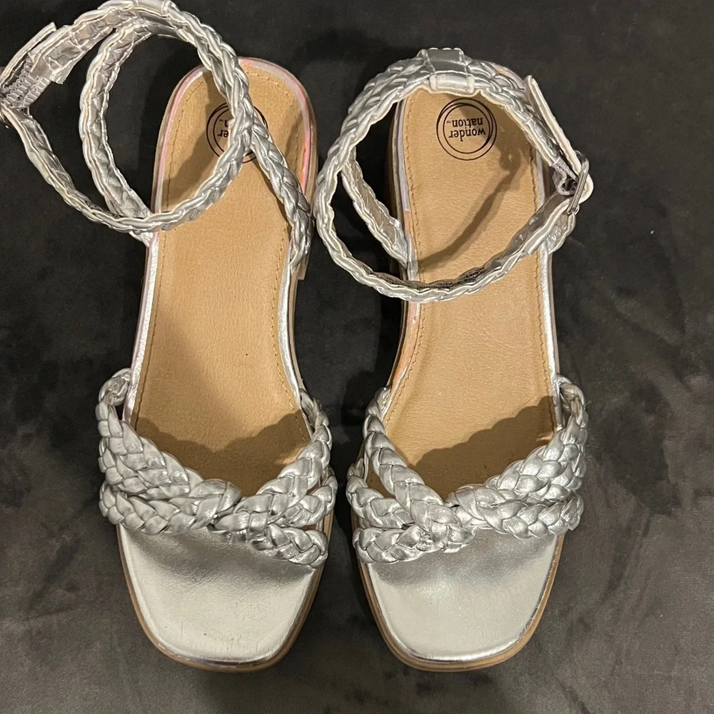 Wonder Nation Silver Braided Dress Shoes
